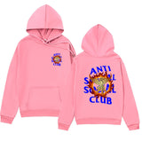 Anti Social Club Hoodie Men's Letter Printed Hoodie Autumn and Winter Fleece-Lined