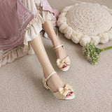 Flat Dress Sandals Summer Low Heel Bow Buckle Sandals