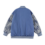Baby Blue Varsity Jacket Vintage Embroidery Contrast Color Baseball Uniform for Men Spring and Autumn Coat