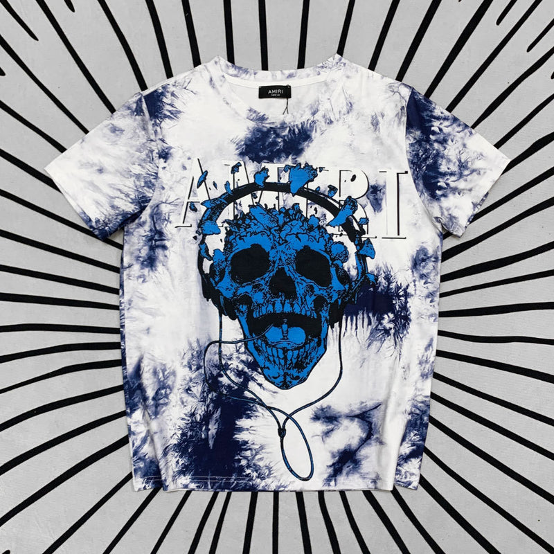 Amiri T Shirt Tie-Dyed Printed Casual Hip Hop High Street Short-Sleeved T-shirt Men