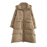 Women Winter Coats Puffer Jacket down Coat Mid-Length Detachable Hooded Pocket down Jacket Warm Jacket