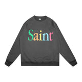 Saint Michael Hoodie Retro Distressed Graffiti Painted Print Loose