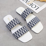 Women Open Toe Sands Flats Summer Flat Woven Flip Flops Fashion Beach Shoes