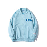 Baby Blue Varsity Jacket Retro Hip Hop Baseball Uniform Jacket Men and Women