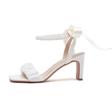 Nude Strappy Block Heels Summer Casual Sandals