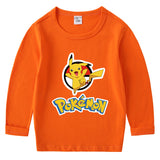 Children Pokemon Pikachu Hoodie Cotton T-shirt Crew Neck