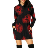Skull Dress Casual Hooded Sweater Long Skull Printed Long Sleeve Pocket
