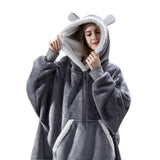 Hoodies Blankets Flannel Hoodie Blanket with Ears Home Warm