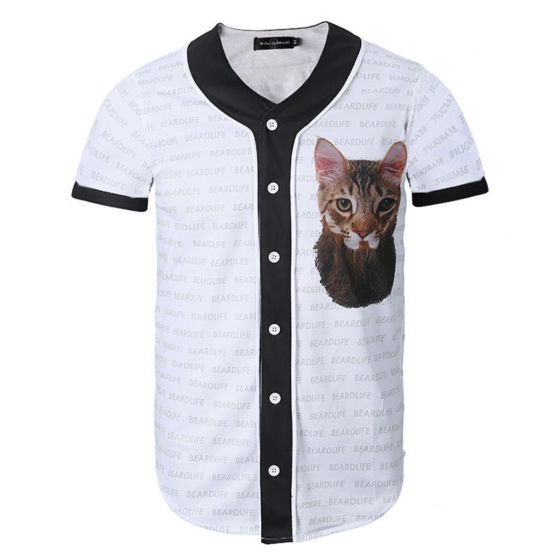 Baggy Baseball Jersey Men's Short Sleeve Baseball Shirt Digital Printed Cartoon