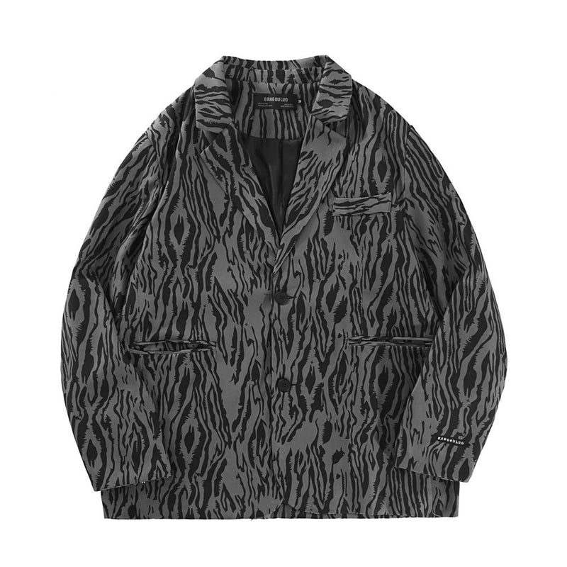 Men's Casual Suit Man Blzer Zebra Print Blazer Men's Loose Lapels Jacket Casual Small Suit