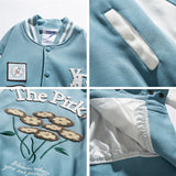 Baby Blue Varsity Jacket Autumn Men's Baseball Uniforms Stitching Sports Jacket Handsome