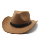 Cowboy Hats Punk Western Cowboy Hat Autumn and Winter Woolen Felt Hat Men and Women Fedora Hat