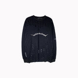 Mens Fall Outfits Retro High Street Heavy Industry Love Heart Loose Hole Long Sleeve T-shirt Couple's Tops