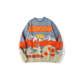 Mens Fall Outfits Oversize Sweater Men's and Women's round Neck Sweater Youth Gradient Full-Body Printed Top