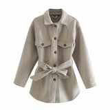Women Winter Coats Women'S Coat Fall Fashion Casual Long Sleeve With Belt Shirt Coat