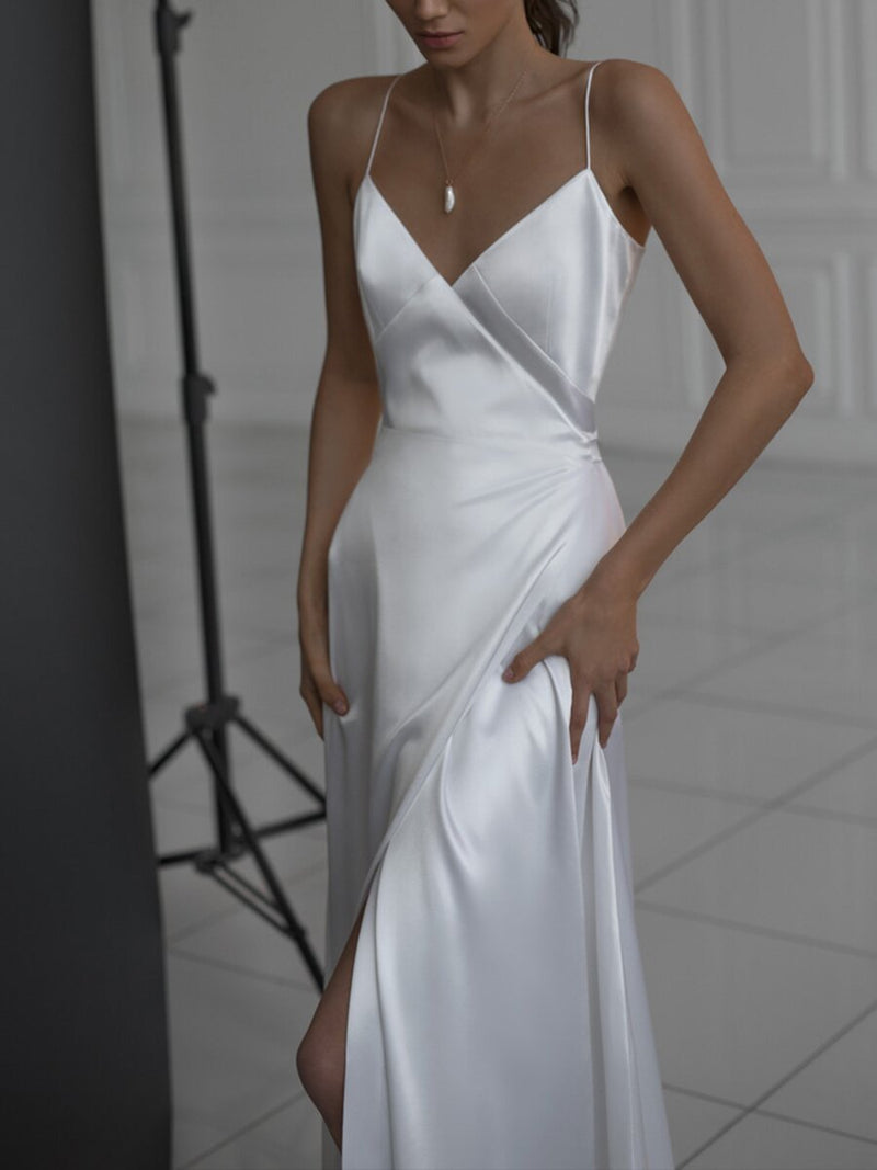 Bridesmaid Dress Spring/Summer Long Dress Sexy Spaghetti Straps Sleeveless V-neck Dress Small Dress