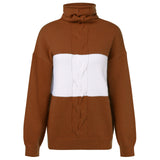 Women Fall Outfits Autumn and Winter Striped Loose High Collar Knitted Sweater Women's Outer Wear