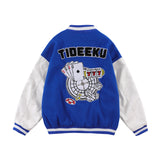 Green Varsity Jacket Street Retro Playing Cards Hip Hop Embroidered Baseball Uniform Men's Thickened Baseball Jacket Jacket