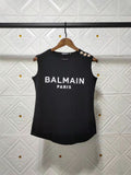 T Shirt Balmain Spring/Summer Letter Cotton round Neck Sleeveless Vest T-shirt for Women