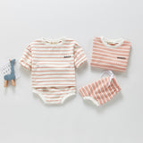 Spring Tops Long Sleeve Striped Top Bulky Underpants Two-Piece Set