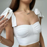 Women Rave Outfits Tops Low-Cut Sexy Pleated Women's Clothing