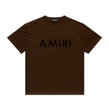 Amiri T Shirt Letter Print Casual Hip Hop round Neck Short Sleeve T-shirt