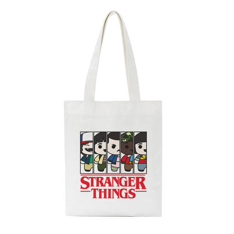 Stranger Things Hellfire Club Handbag Stranger Things Printed Creative One-Shoulder Student Handheld Shopping Bag