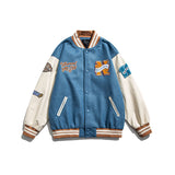 Varsity Jacket Vintage Autumn Men's Baseball Uniforms Campus Color Contrast Patchwork Youth Casual Jacket
