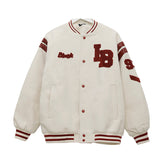 White Varsity Jacket Girl Spring and Autumn Clothes Student Versatile Top Baseball Uniform