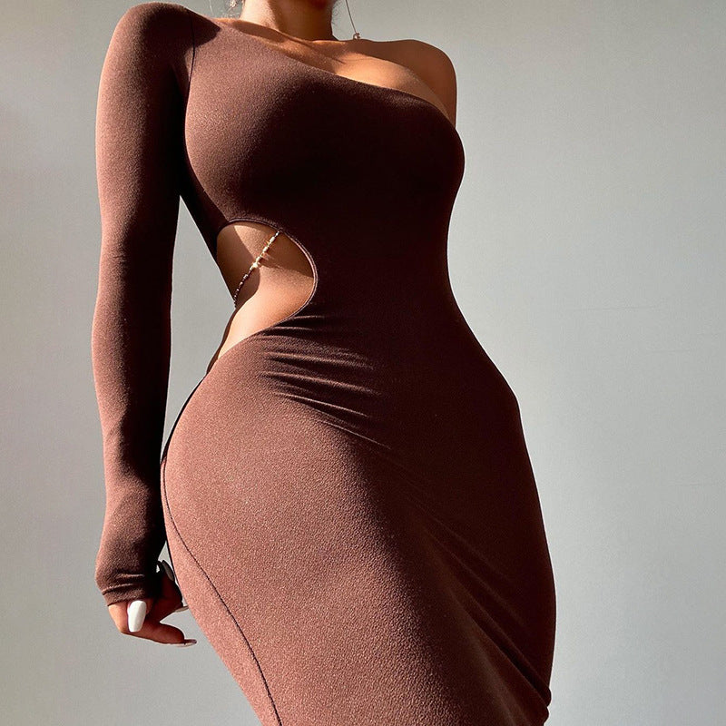 Winter Formal Dresses Fall/Winter Split Sexy Hollow Sheath Sexy Dress with Shoulder