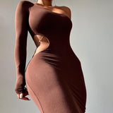 Winter Formal Dresses Fall/Winter Split Sexy Hollow Sheath Sexy Dress with Shoulder