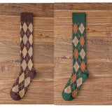 Winter Thick Knit Thigh High Socks Long Stockings Boot Fall Diamond Lattice Thigh High Socks Japanese Harajuku Socks