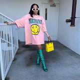 Smiley Face T Shirt Loose Letter Print Sports Casual Smiley Face Short Sleeve