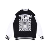 Mens Fall Outfits Vintage PU Leather Stitching Towel Embroidery Baseball Uniform Loose Jacket Couple Coat