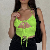 Women Rave Outfits Tops Sexy Vest Deep V-neck Backless Women's Sling