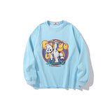 Mens Fall Outfits Thin Sweater Male and Female Couples Wear Loose Leopard Print Letters Printed Crew Neck Top