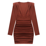 Winter Formal Dresses V-neck Sexy Slim Hip Dress for Women
