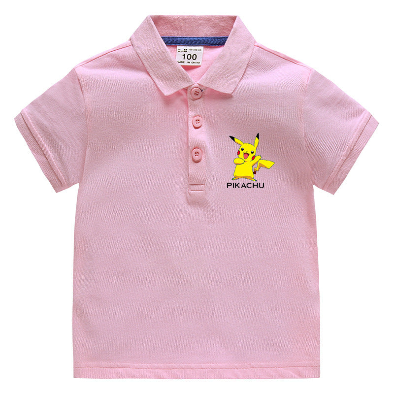 Children Pokemon Pikachu T Shirt Polo Cotton T-shirt