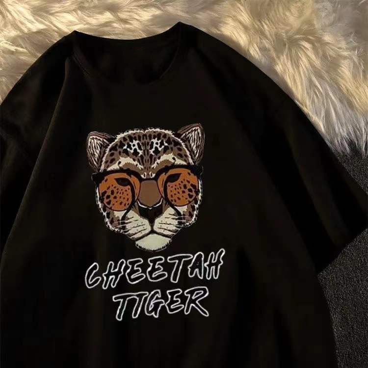 Zodiac Shirts Spring and Summer Print round Neck T-shirt Wide Short Sleeve Top for Women