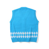 Men Sweater Vest Cartoon Bear Embroidery Knitted Cardigan Vest Men's BF Idle Style Loose Sleeveless Sweater Vest