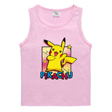 Children Pokemon Pikachu T Shirt Cotton Leisure Sports Sweat-Absorbent Vest