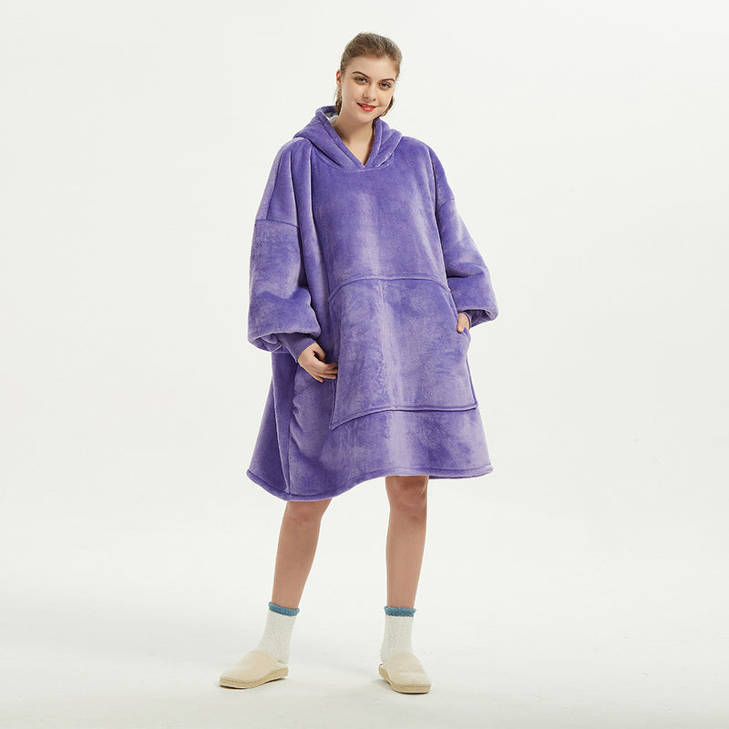 Hoodies Blankets Autumn and Winter Fleece-Lined Loose Hooded Coat Home