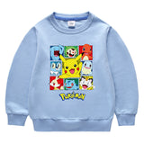 Children Pokemon Pikachu Hoodie round Neck Sweater Cotton Neutral