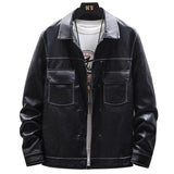 Graphic Leather Jacket Women Fall Men's Clothing Street Handsome Slim Lapel Leather Jacket Casual Motorcycle Jacket