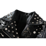 Women Leather Jacket Biker Motorcycle Coat Printed Contrast Color Jacket Motorcycle Leather Coat Female Suit Collar Coat