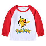 Children Pokemon Pikachu Hoodie Spring and Autumn Children's T-shirt round Neck