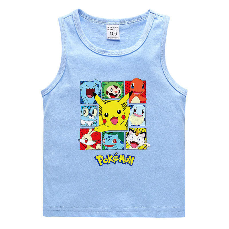 Children Pokemon Pikachu T Shirt Summer Casual Solid Color