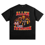 Allen Iverson Shirt Allen Iverson Printed Short-Sleeved T-shirt Heavy Hip Hop Loose Vintage