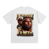 LeBron James Shirt LeBron James Printed Short-Sleeved T-shirt Vintage Sports Heavy Weight