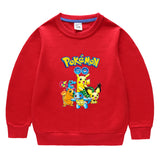 Children Pokemon Pikachu Hoodie Spring and Autumn Solid Color Hoodie Cotton